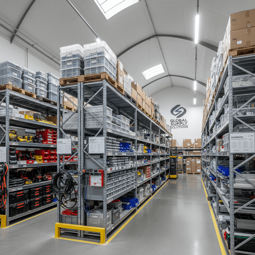 KTV Group supply warehouse with organized inventory